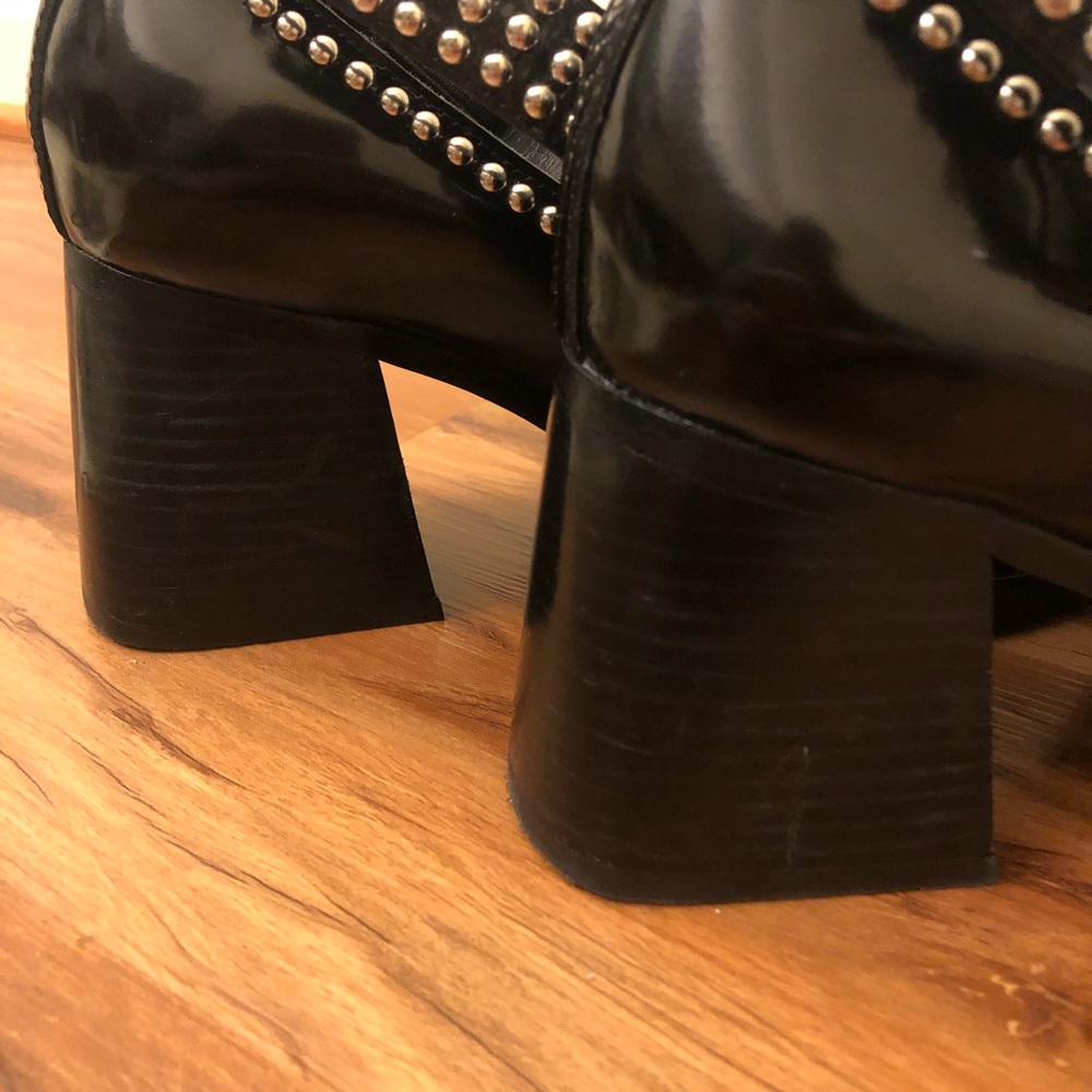 Free People Black Patent Studded Mary Jane Block Heels - Picture 8 of 9